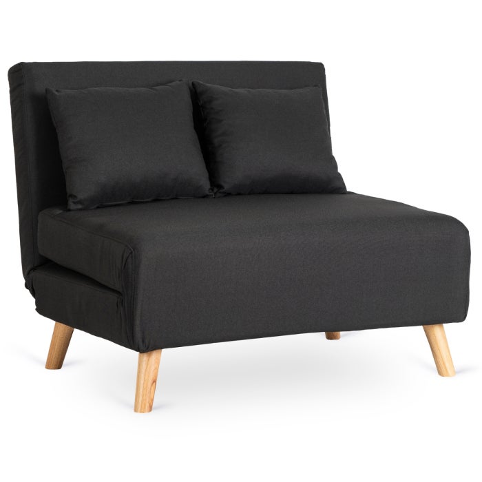 Fotel Rozkładany Z Funkcją Spania Dwuosobowa Sofa Kanapa Czarna Merry 2