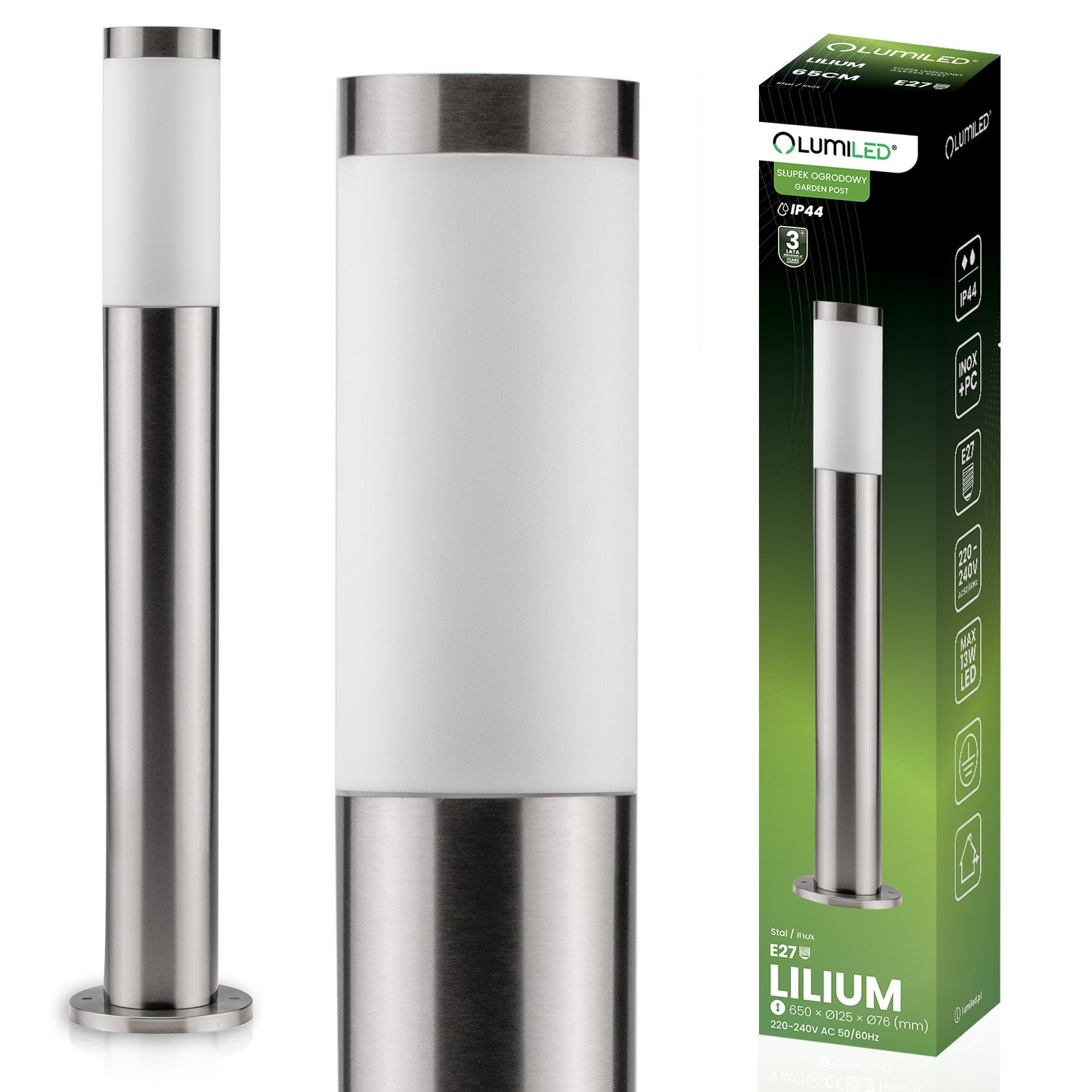 Lampa Ogrodowa Lumiled Zewnętrzna E27 Słupek 65cm 1 szt.