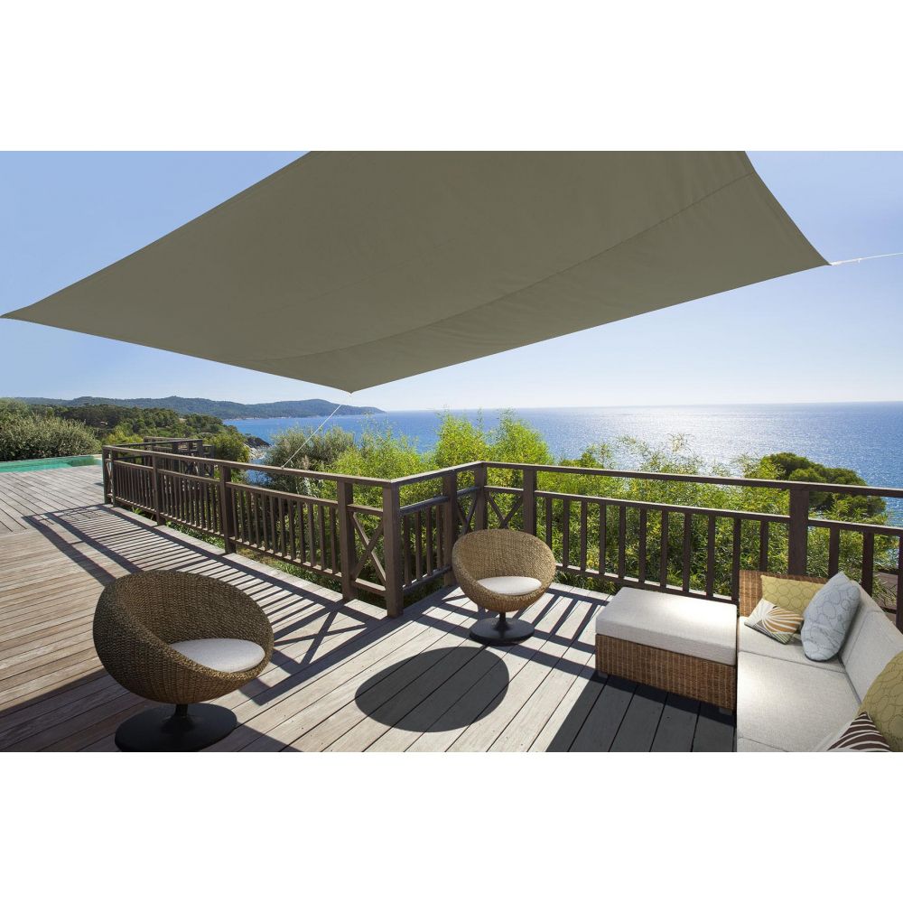 Toile d'ombrage rectangulaire 4 x 3 mètres kaki Ideprice - 4