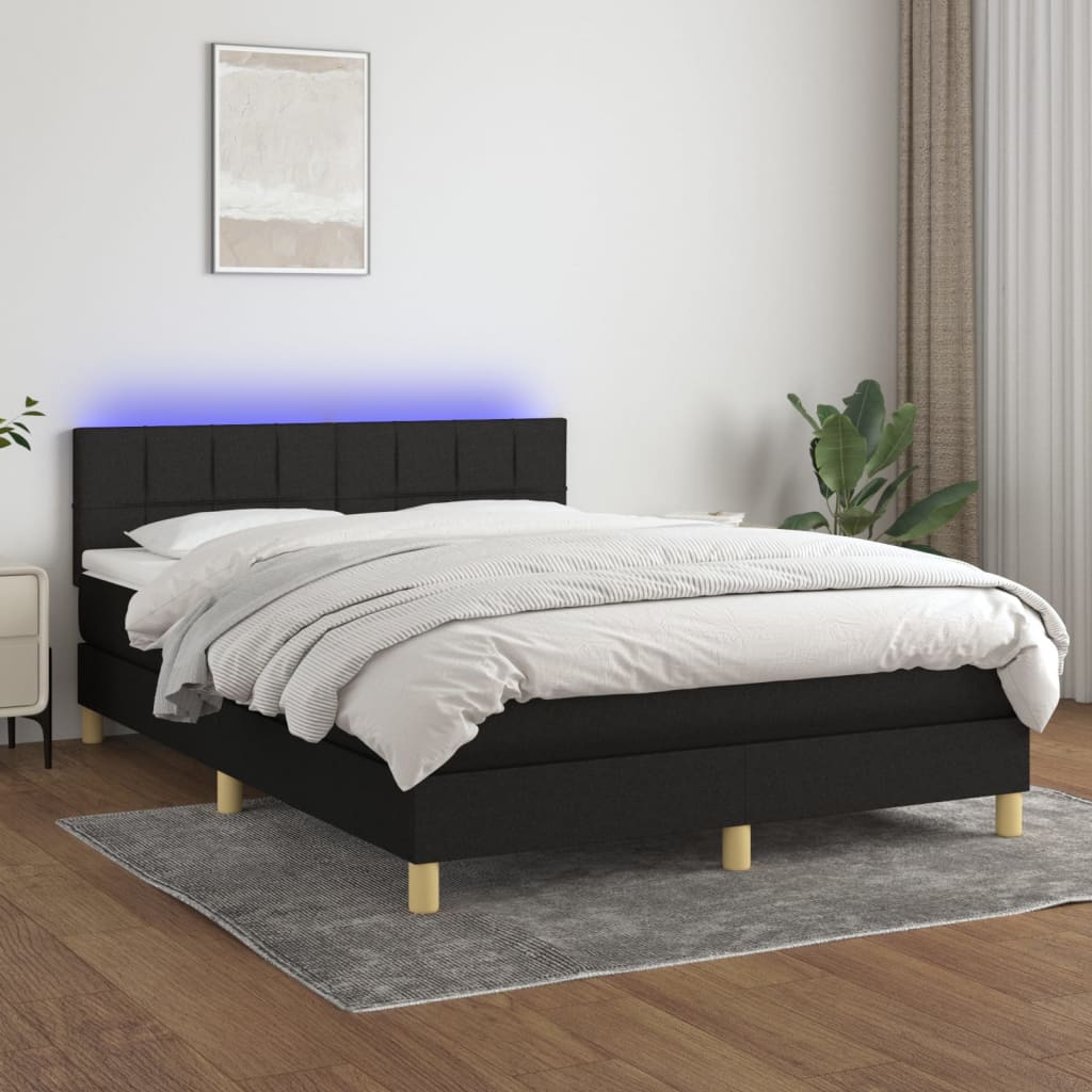 Sommier à lattes sur pieds cadre de lit 140x190 cm tissu noir TDL0207023