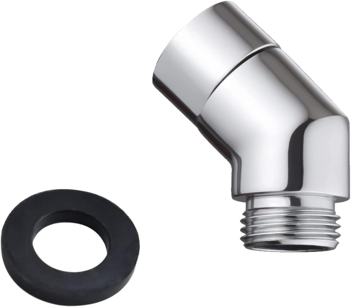Adapter do głowicy prysznicowej 135°, kolanko do węża prysznicowego, praktyczny srebrny dodatek łazienkowy