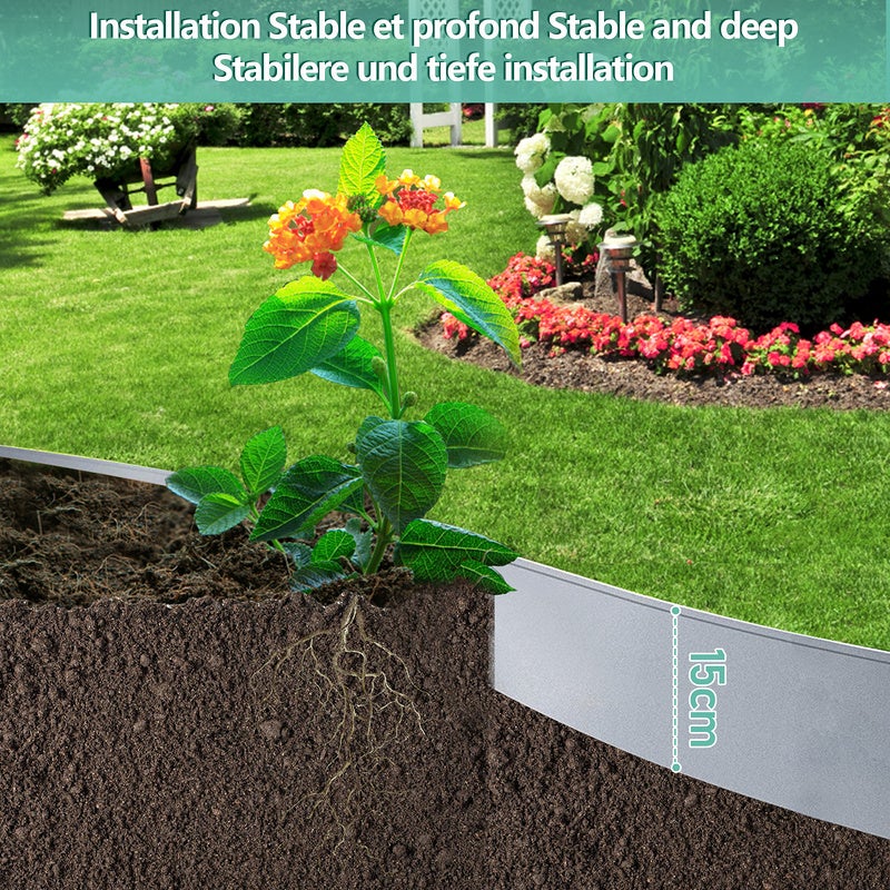 Clôture de pelouse flexible Bordure de jardin Bordure de pelouse Bordure de gazon Galvanisé Métal 100x15cm 5m - 3