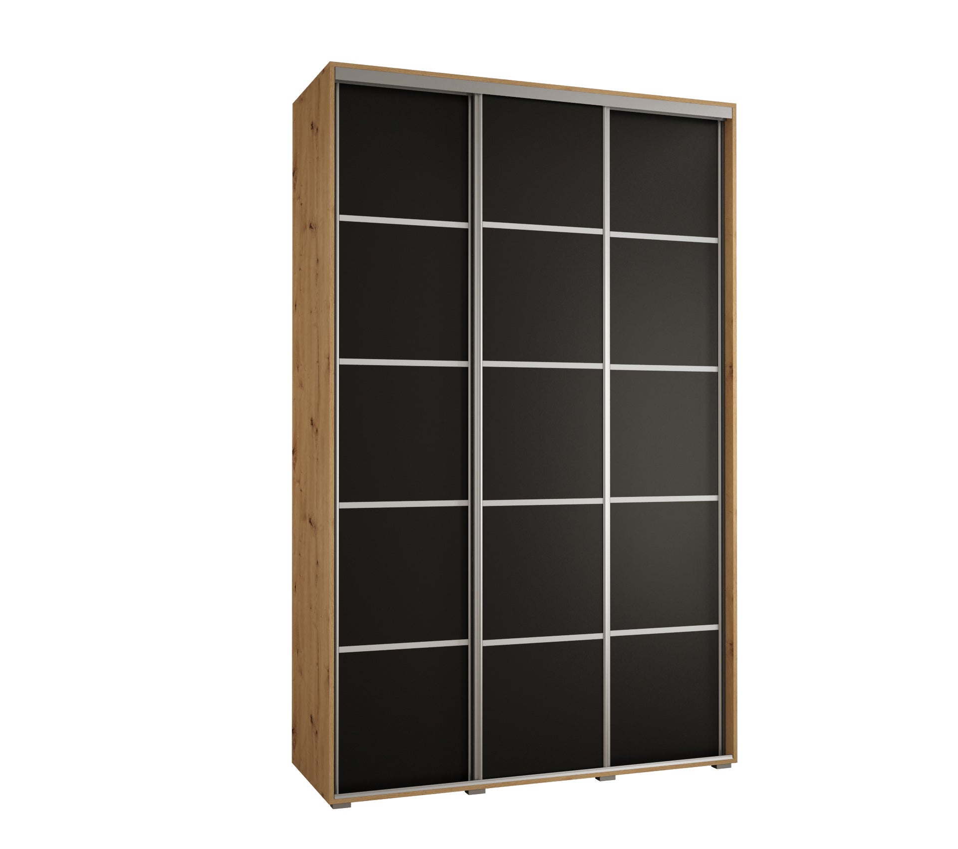 Szafa przesuwna wysoka Davos 4 160 x 60 x 235,2 cm artisan + czarmy + u. srebrny - Abiks Meble