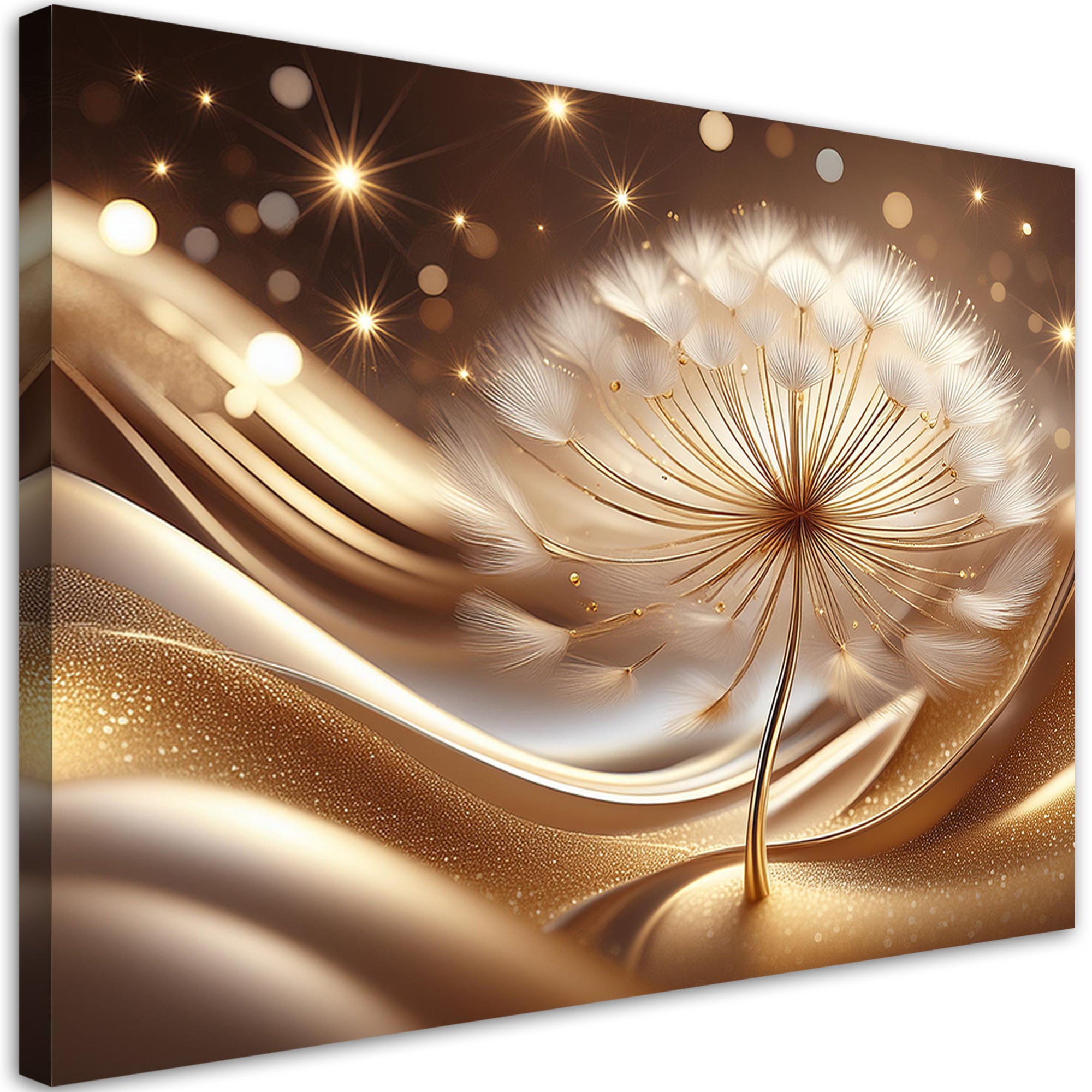 Obraz na płótnie, Kwiaty Złoty Glamour 90x60