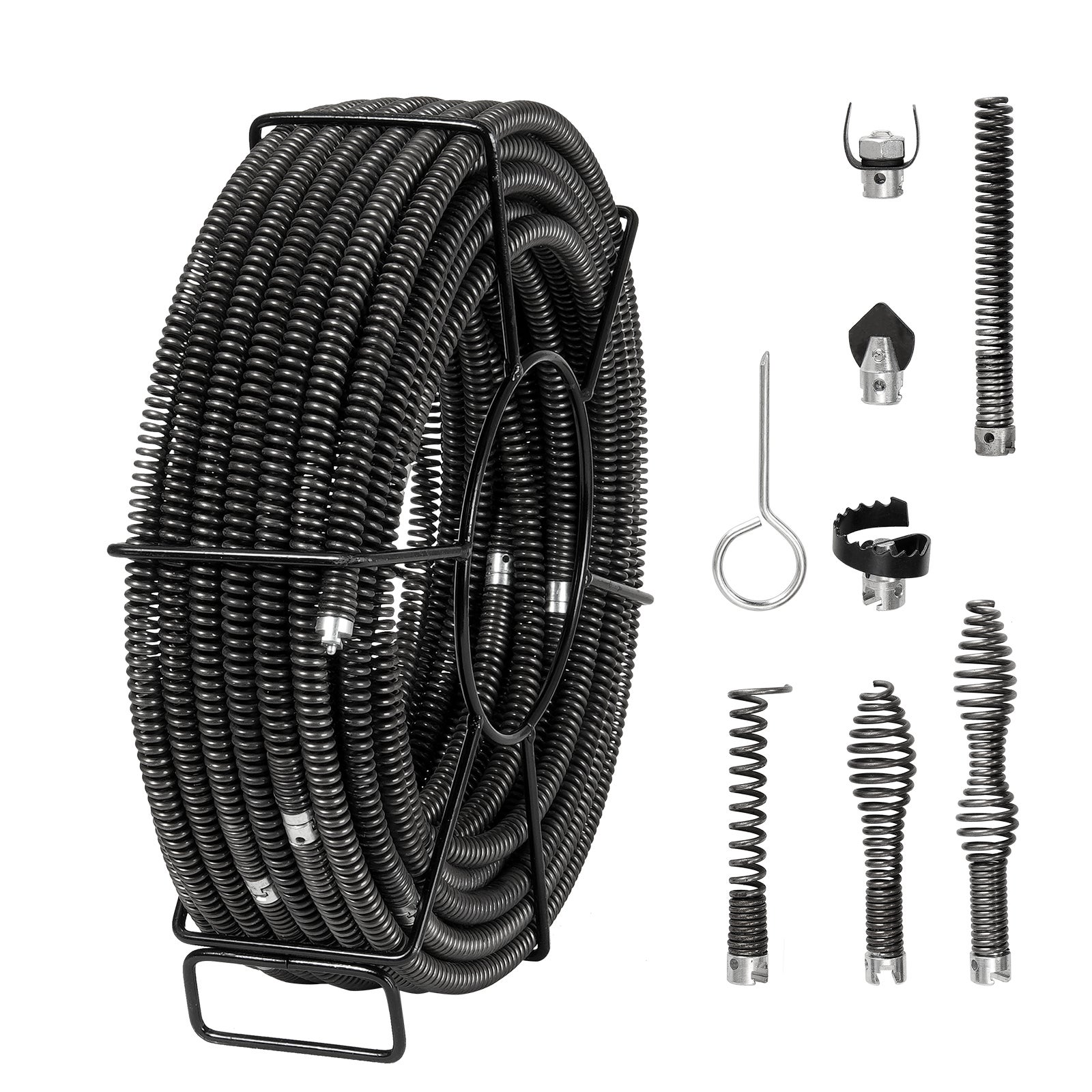 Câble De Déboucheur Canalisations VEVOR 20 M (66ft) X 5/8 Pouces - Pour Tuyaux 20-100 Mm - 7 Couteaux Inclus