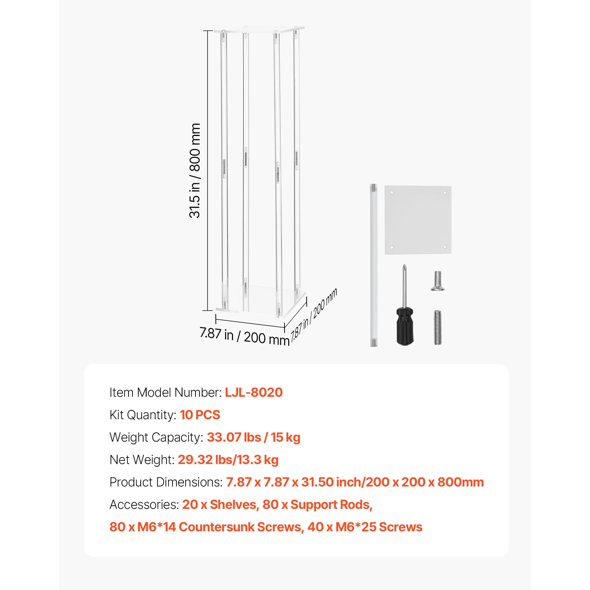 Lot de 10 colonnes SucceBuy en acrylique transparent de 80 cm pour compositions florales, parfaites pour fetes, anniversaires et decoration interieure - 7