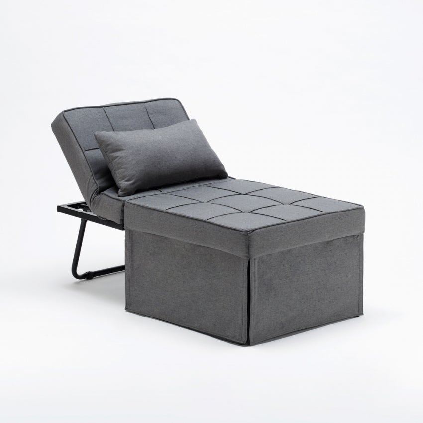 Lit pouf pliant 1 place convertible en tissu Sweet Relax - 4