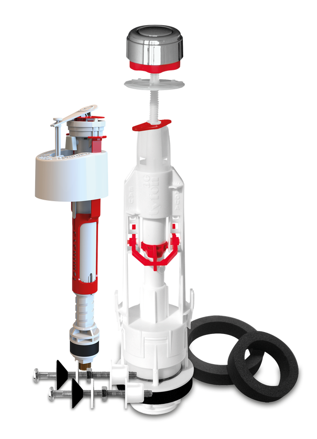 Conjunto Descargador con Pulsador Interrumpible “Fomi TYFON 3G 8” + Grifo Inferior Fomi TYTAN