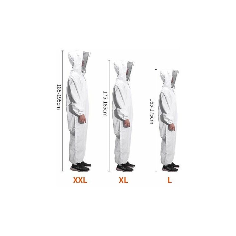 Combinaison d'Apiculture pour Tout le Corps Vêtements à Capuchon avec Voile Manteau de Protection pour Apiculteurs Costume Apicole (XXL) - 2