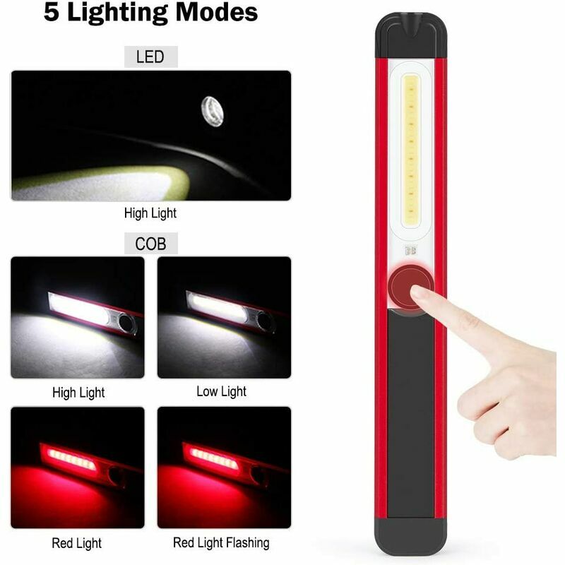 Lampe De Travail LED COB 5W 220 Lumens – Rechargeable AA, Aimant + Crochet, SHC Electronics