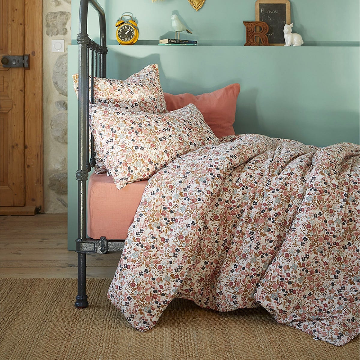 ISIS - Housse de Couette 140x200cm Gaze de Coton Motif Liberty - 2