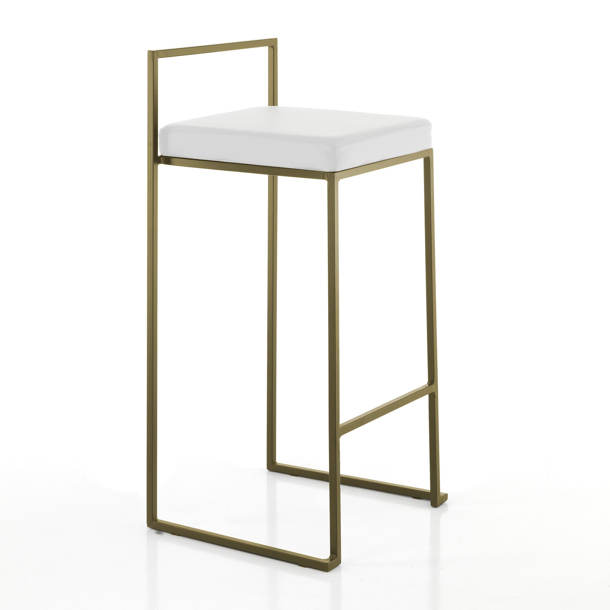 Set sgabelli DODO GOLD – Pelle Bianca, metallo Oro, P