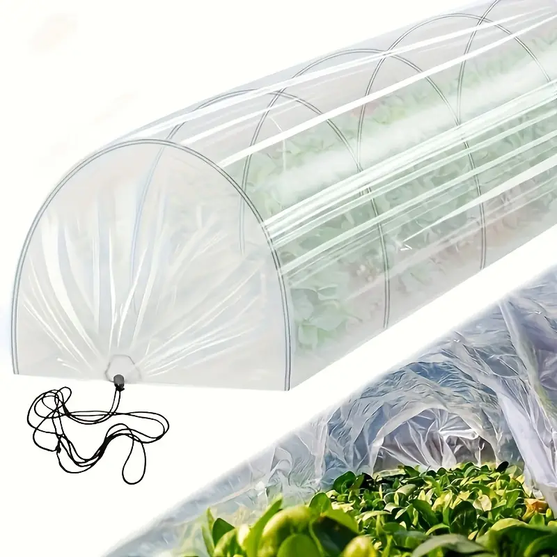Lot de 2 serres tunnel 2 en 1, mini-serres, tunnel de jardin avec arceaux, protection contre les insectes, film pour canal de plantation, 300 x 45 cm - 9