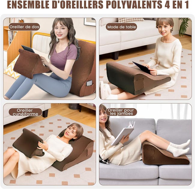 Cuscino a Cuneo in Memory Foam, Set di Cuscini Multifunzionali con