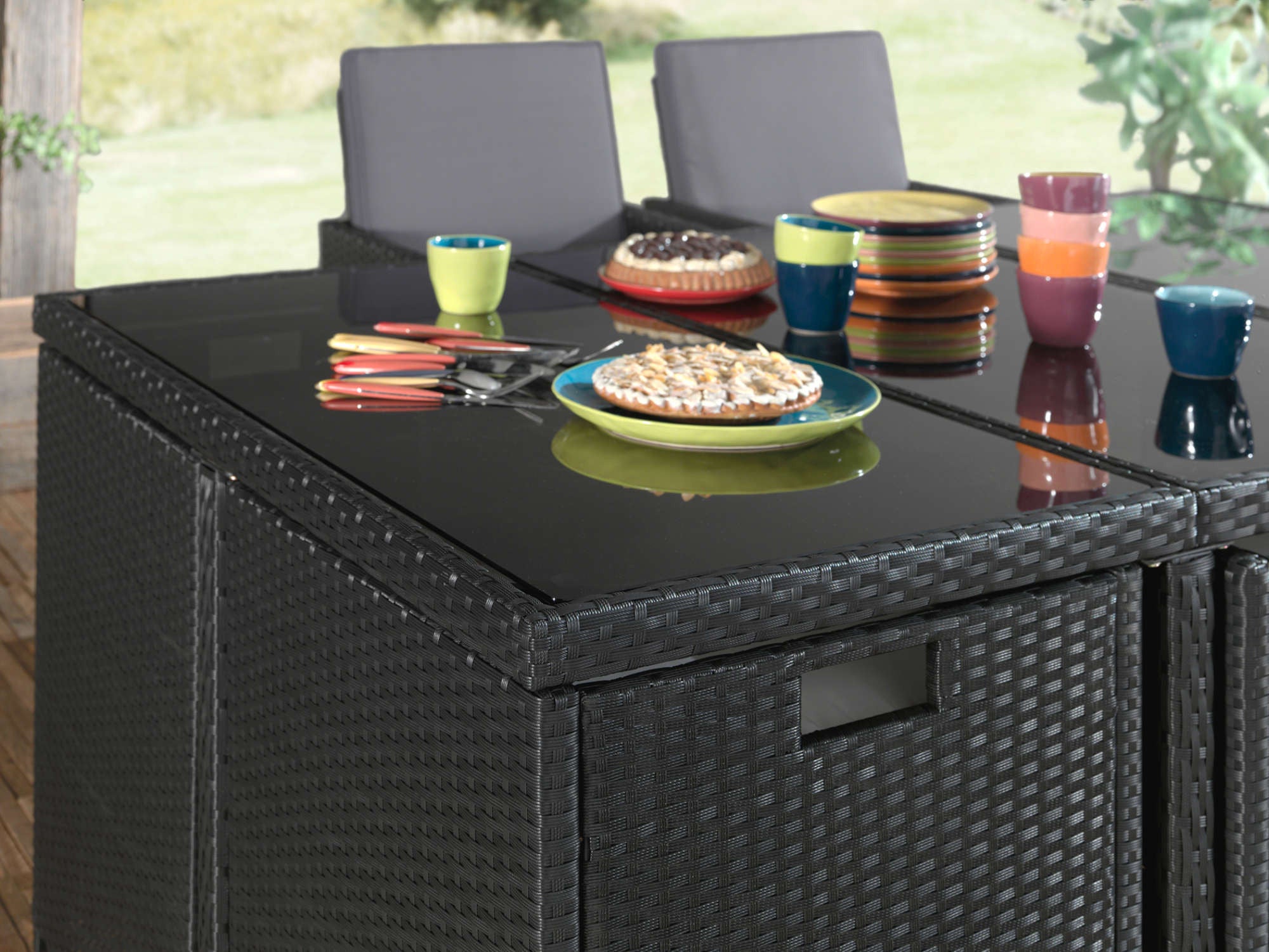 Salon de jardin 10 places en résine tressée noir / gris - FIRA - Best Mobilier - 5