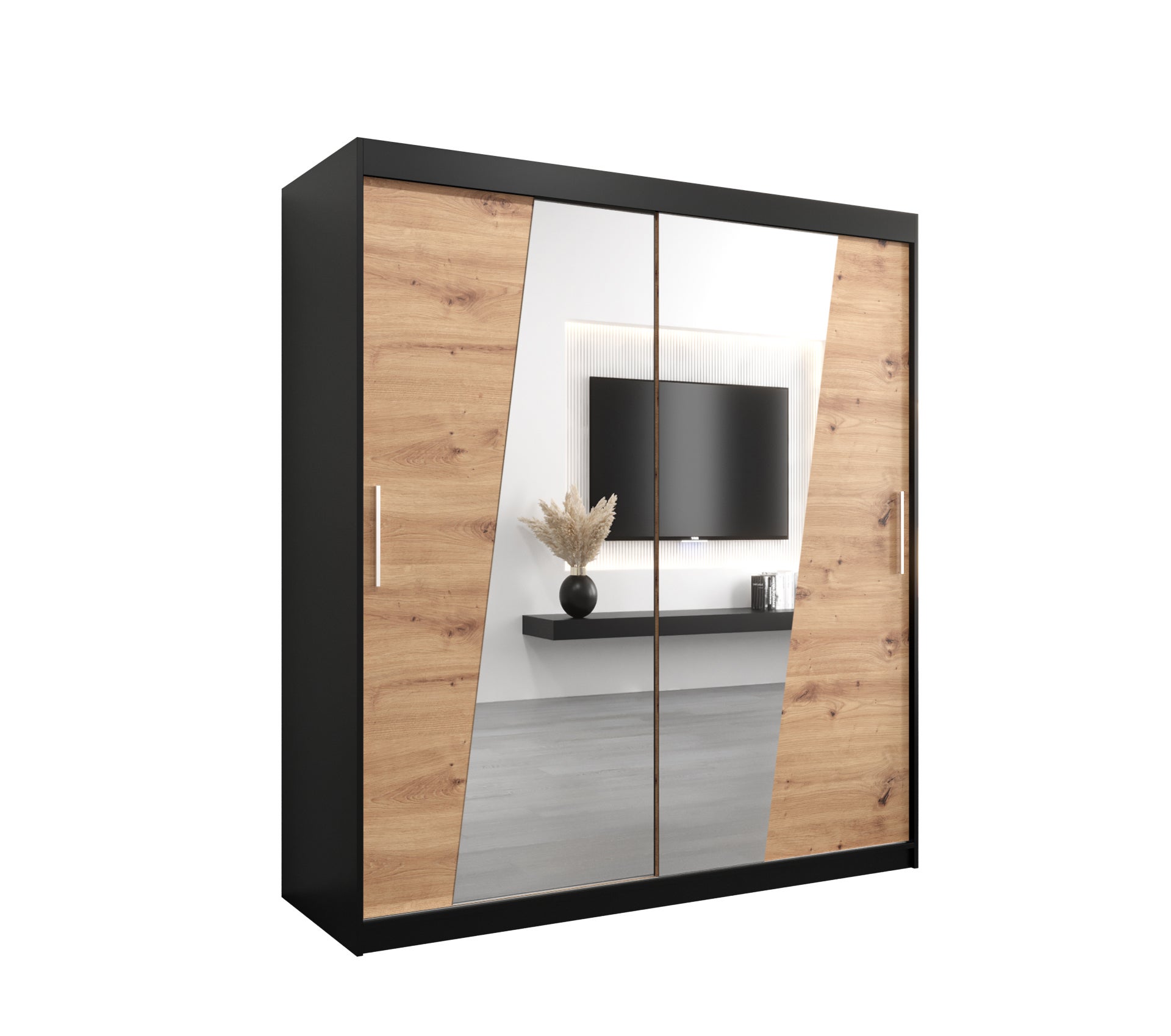 Szafa przesuwna garderoba RHOMB 180 x 62 x 200 cm Czarny + Artisan - Abiks Meble
