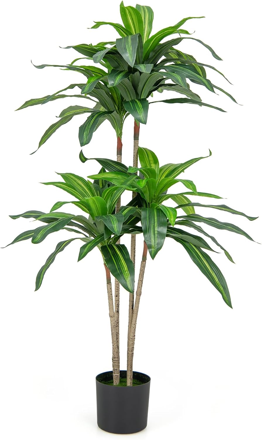Dracaena Fragrans 140 cm Sztuczna Roślina w Doniczce, 4 Brazylijskie Drewno, 2 Główne Pnie, 4 Gałęzie i 92 Ukształtowane Liście