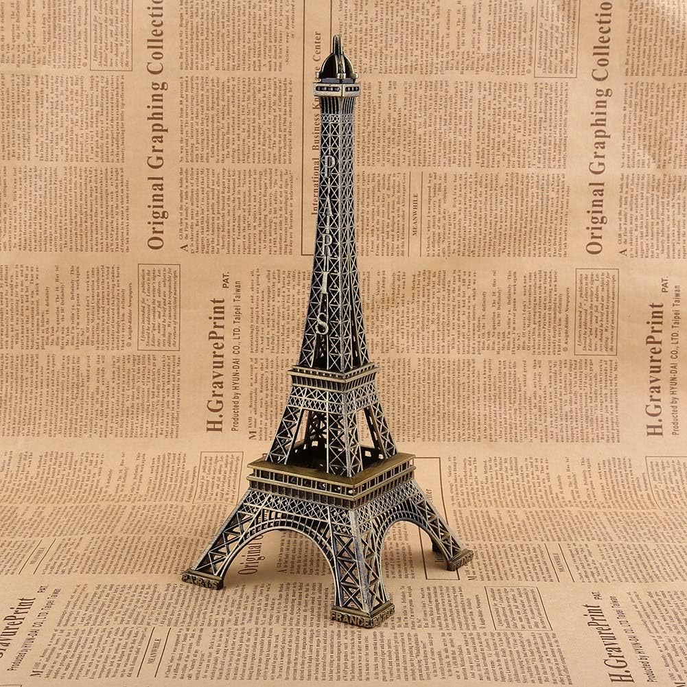 Dekaim Tour Eiffel Architecture, bronze antique Paris Tour Eiffel Statue vintage en alliage Décoration (25 cm