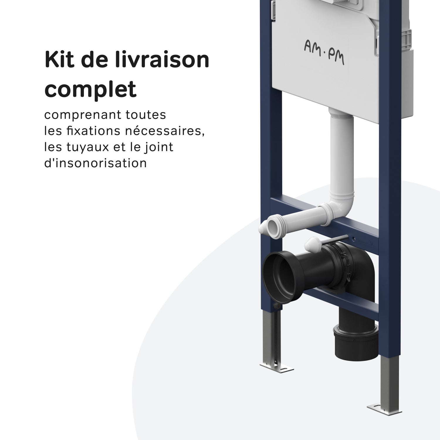 Pack WC suspendu bâti mural et cuvette Plaque Round Blanche Pack WC Bati-support AM.PM Spike - 10