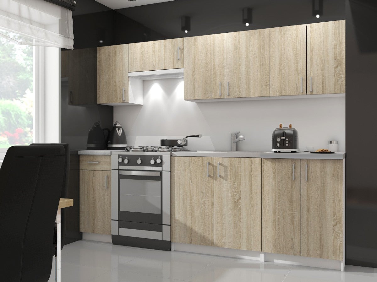 Meuble de cuisine haut AKORD W50 LIMA modulable Blanc 50 cm 1 porte façade Chêne Sonoma 2 étagères 50x30,5x58 cm - 6