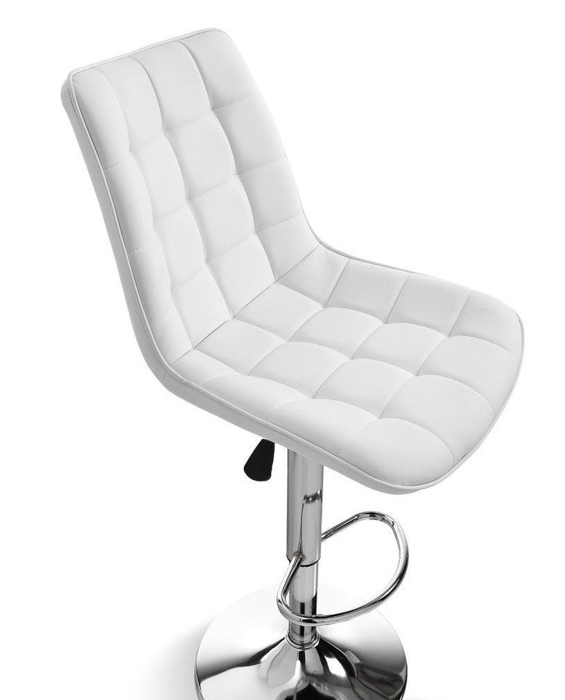 Tabouret de bar simili cuir blanc et pieds métal chromé Pola - Lot de 2 - 3