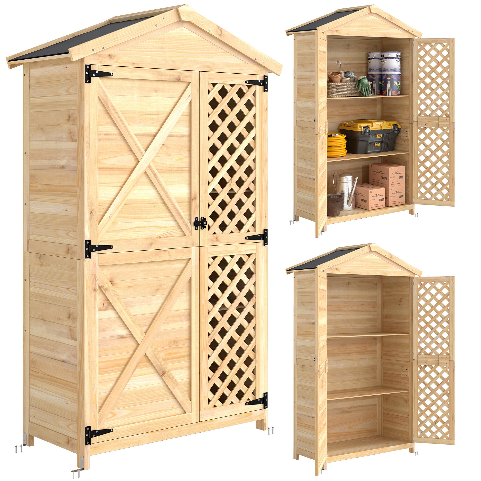 Armario de exterior: caseta de jardín con puerta ventilada y kit antivuelco.