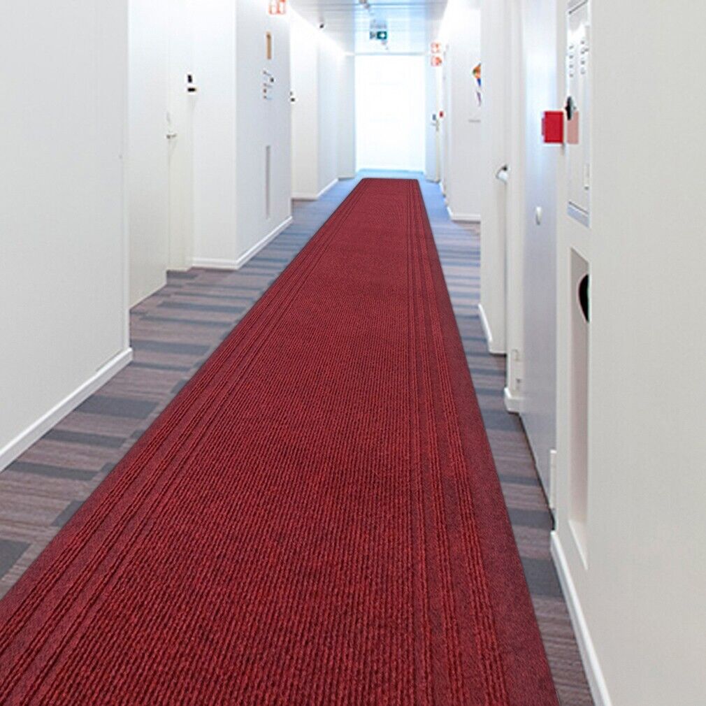 Tapis Coureur Intérieur Extérieur Couloir Escalier Absorbant Antidérapant Bordeaux 67x300 cm - 2