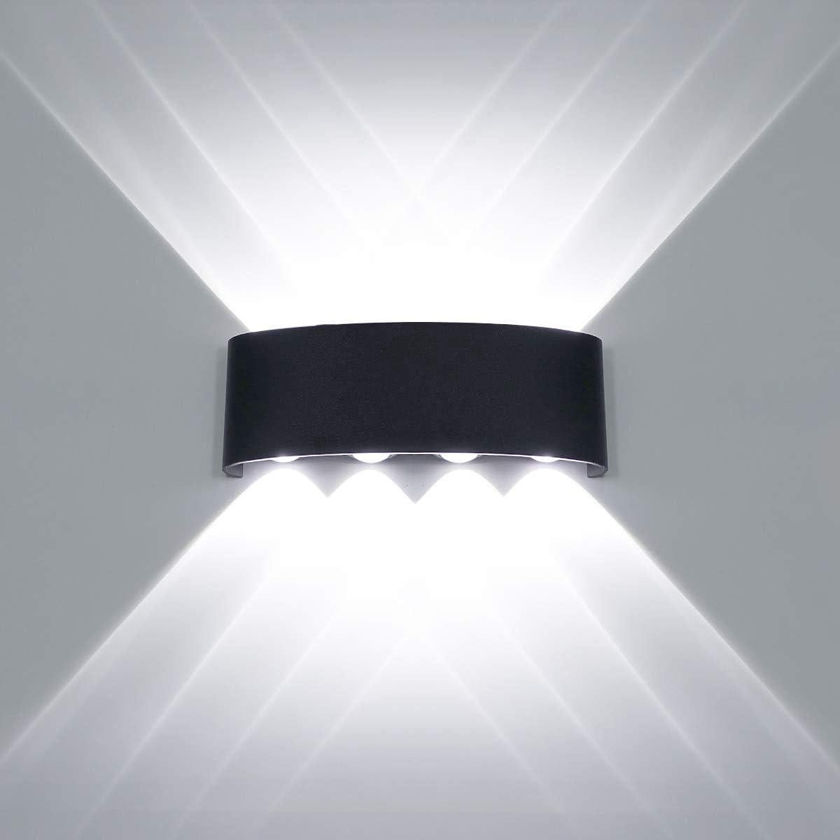 Nowoczesna lampa ścienna LED, kinkiet wodoodporny z aluminium, świecący w górę i w dół, LED do wnętrz i na zewnątrz, do łazienki, 8W, biała