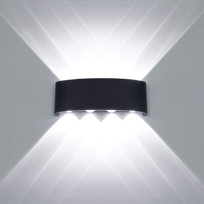 Nowoczesna lampa ścienna LED, kinkiet wodoodporny z aluminium, świecący w górę i w dół, LED do wnętrz i na zewnątrz, do łazienki, 8W, biała