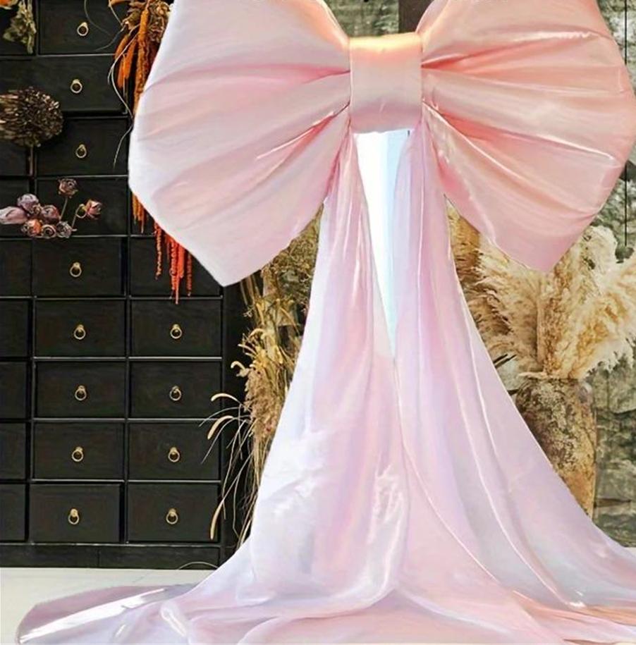 Grande fiocco decorativo, decorazione natalizia, decorazione per fondali nuziali, decorazione di sfondo, fiocco 80x60 cm (con strascico di 4 metri) - 2