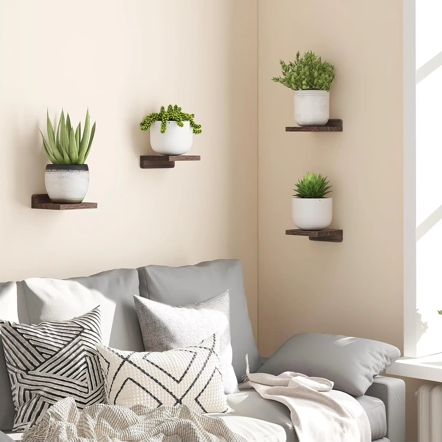 Paquet de 4 petites étagères flottantes pour mur, étagère en bois ...