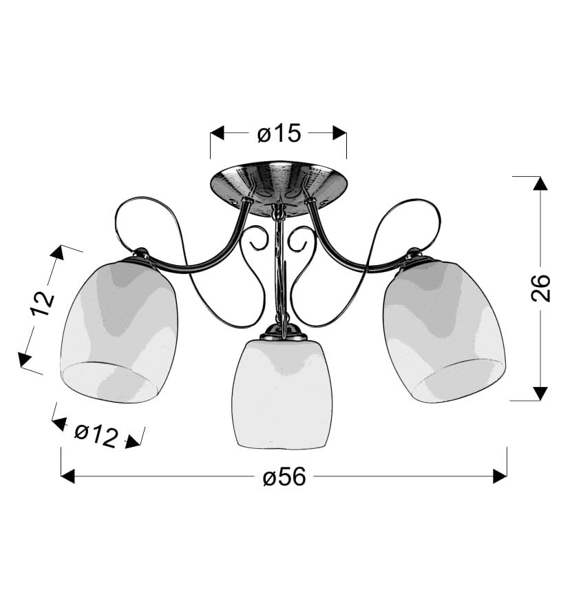 Lampa wisząca Amba chromowana-biała 3xE27x40W wym: 26 x 56 x 56 cm metal Candellux - 2