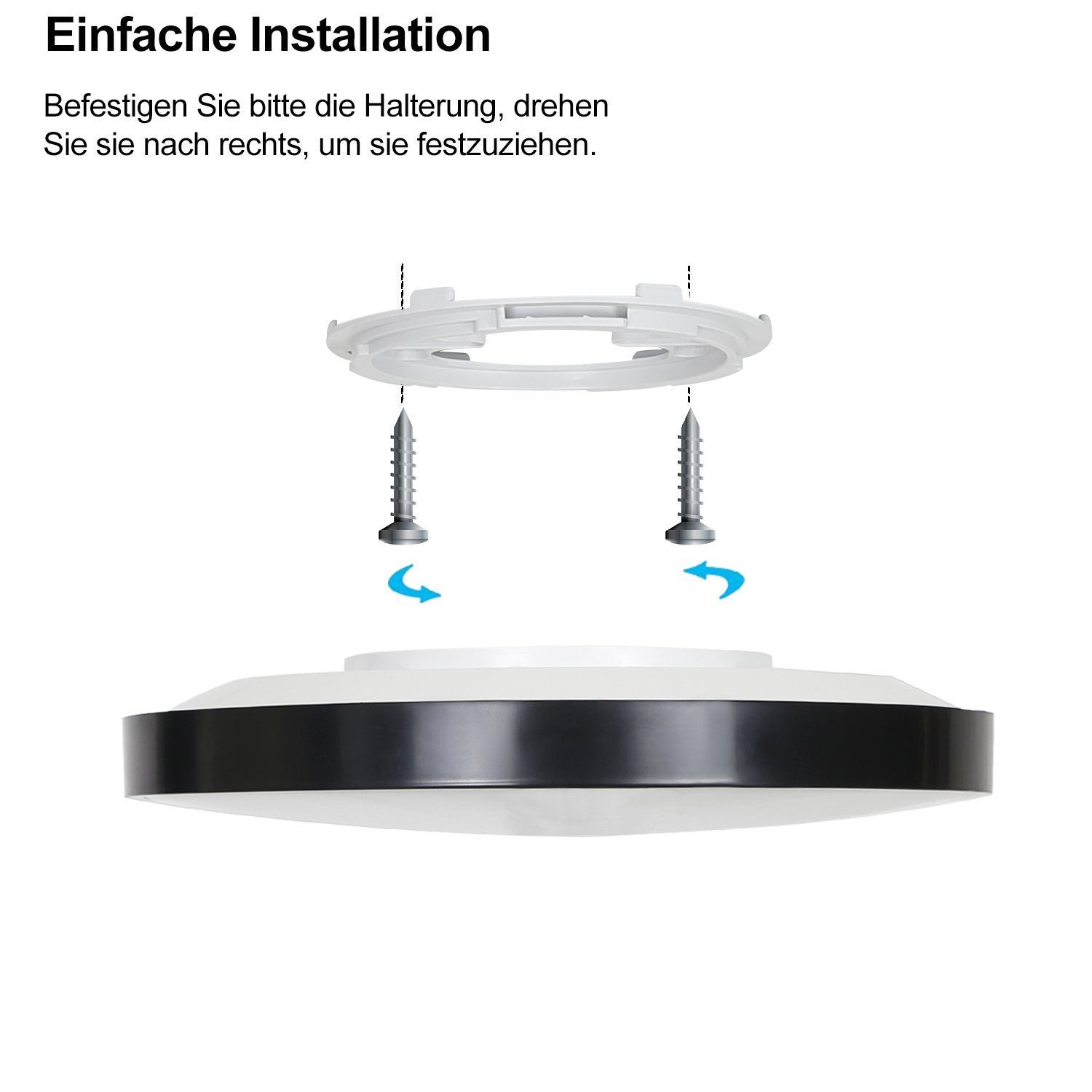 NETTLIFE Lámpara de techo LED Lámpara de dormitorio plana 17W Lámpara negra Lámpara blanca cálida IP44 Lámpara de redonda para baño Sala de estar - 5