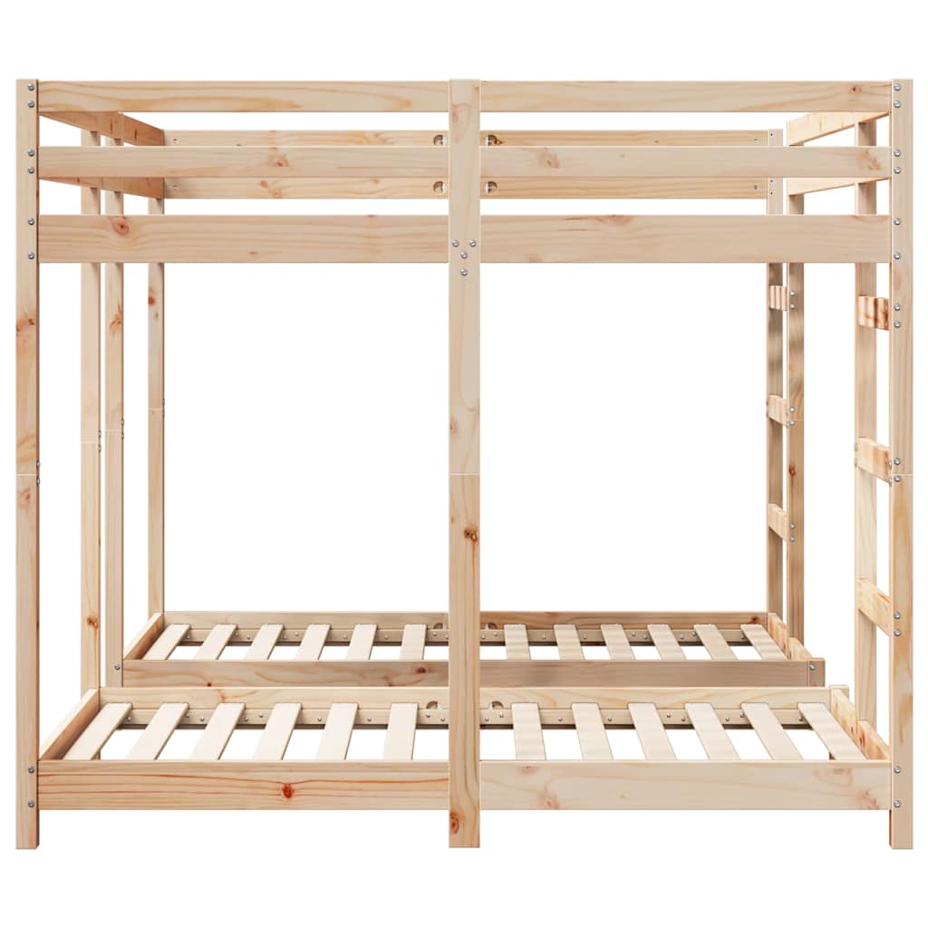 Cadre de lit superposé triple, marron, en pin massif, 160 × 200 cm - 5