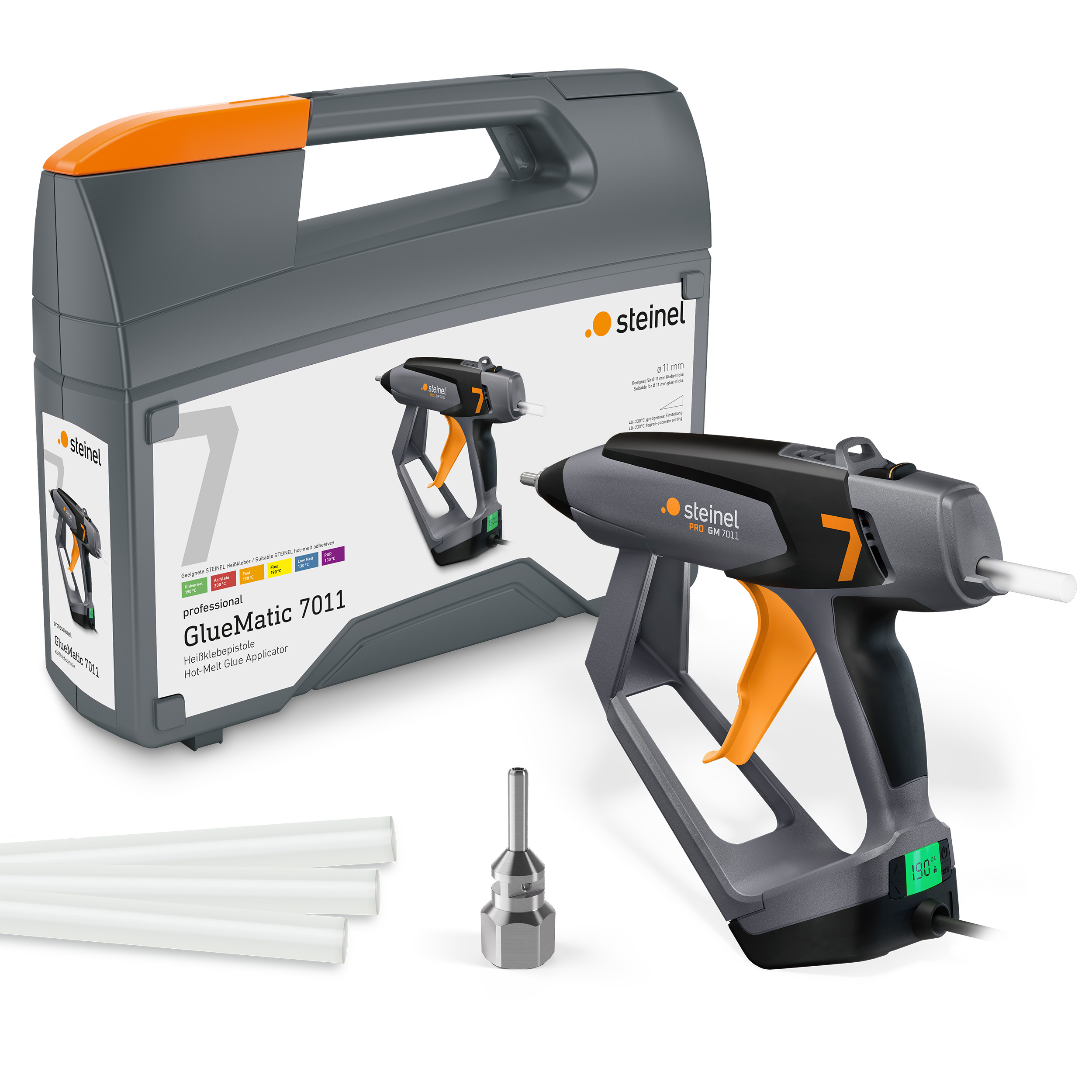 Pistolet do kleju GlueMatic 7011 KF Wydajność kleju 35 g/min 2 min 11mm STEINEL