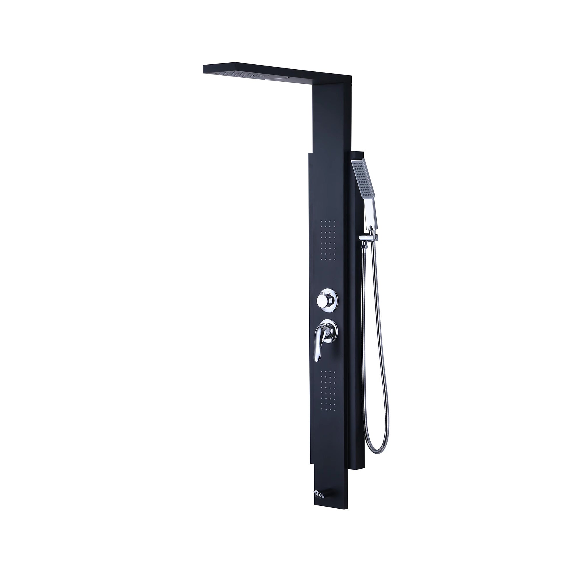Colonne De Douche Noir - LED, Bec De Pluie, Jets Massants - Robinet Mural - Moderne