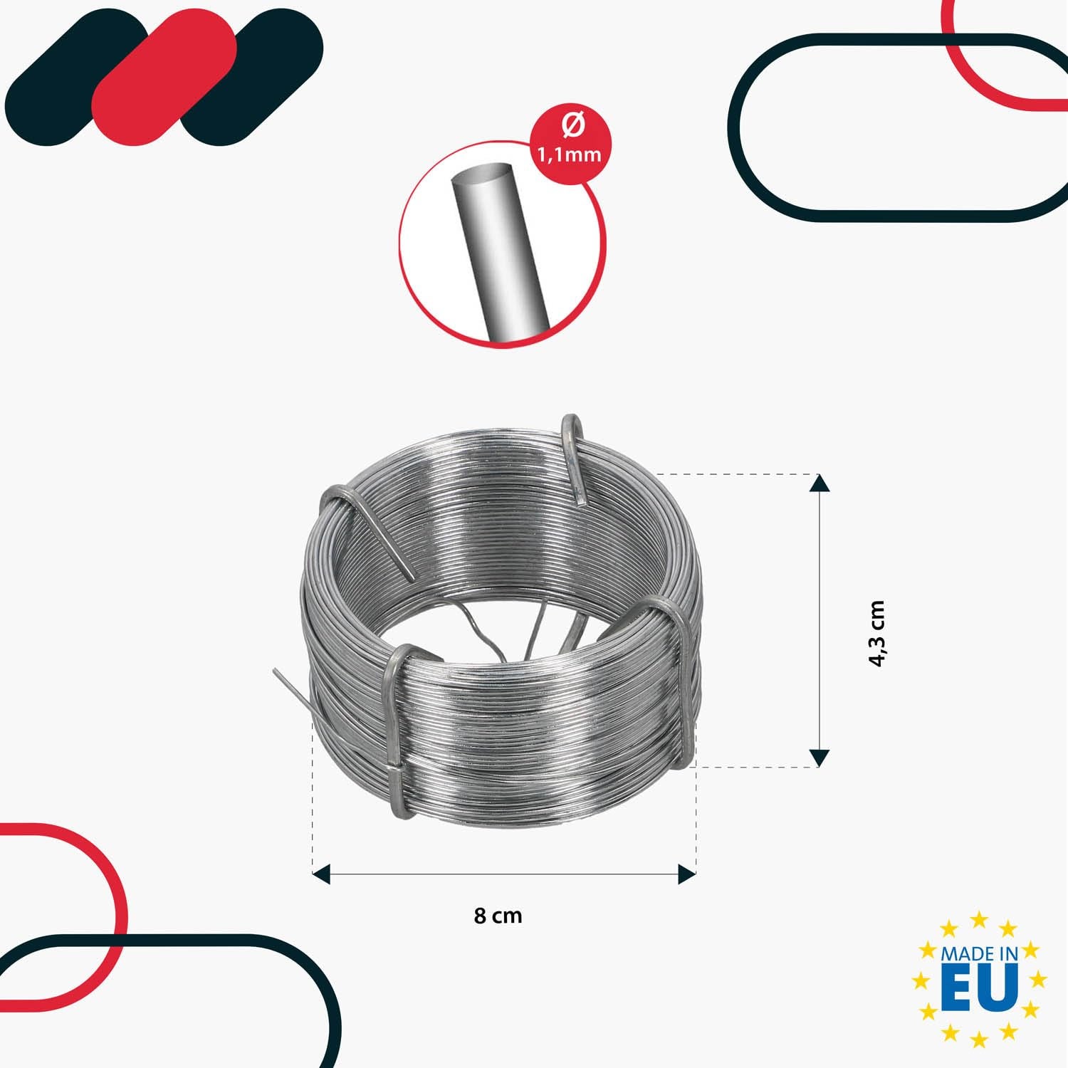 Fil de Jardin Galvanisé, diamètre 1,1 mm - 50 m - Fil de Serrage - Fil de Clôture - Pour Attacher des Plantes - KOTARBAU - 3