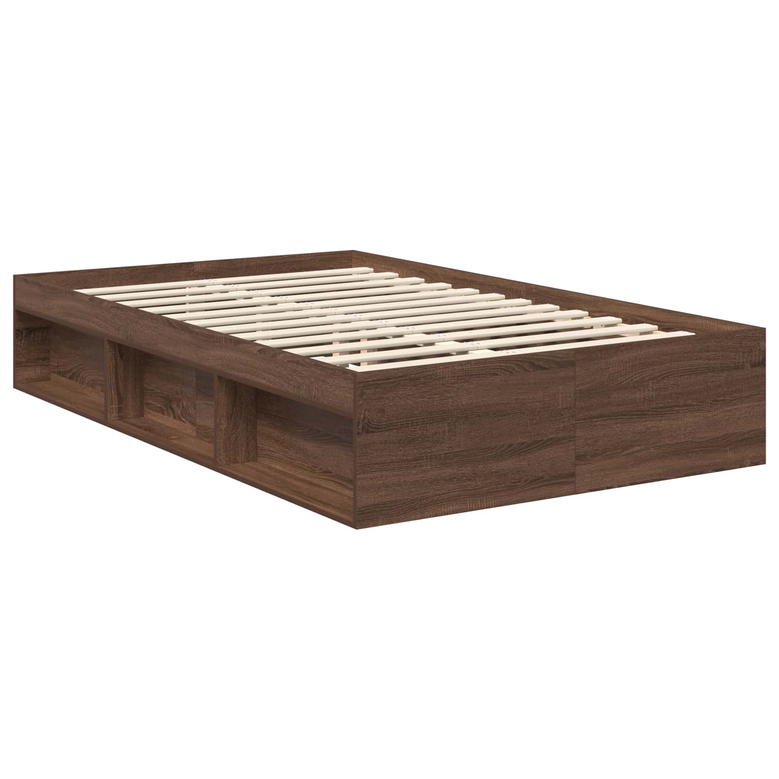 Cadre de lit chêne brun 120 x 200 cm en bois de pin massif - 5