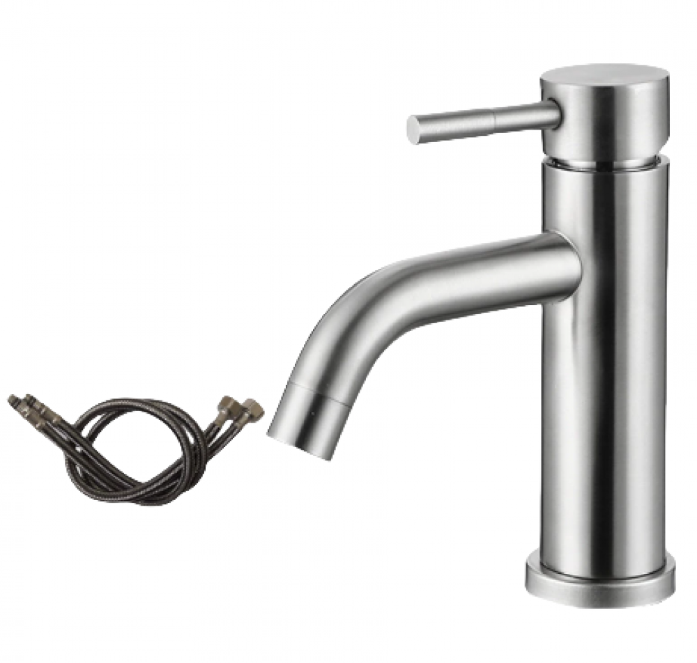 Nowoczesna bateria umywalkowa, jednouchwytowa bateria ze stali nierdzewnej, cichy zawór ceramiczny, ciepła i zimna woda, wykończenie w kolorze szary