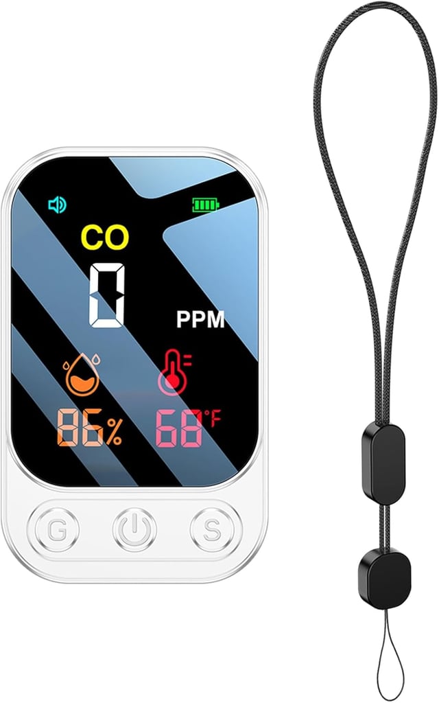 Détecteur de monoxyde de carbone portable multifonctionnel blanc, détecteur de monoxyde de carbone de camping extérieur