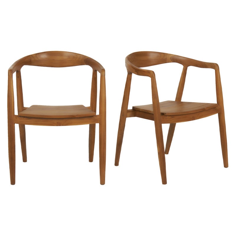 Lot de 2 chaises avec accoudoirs en bois de teck massif foncé - MAUI ...