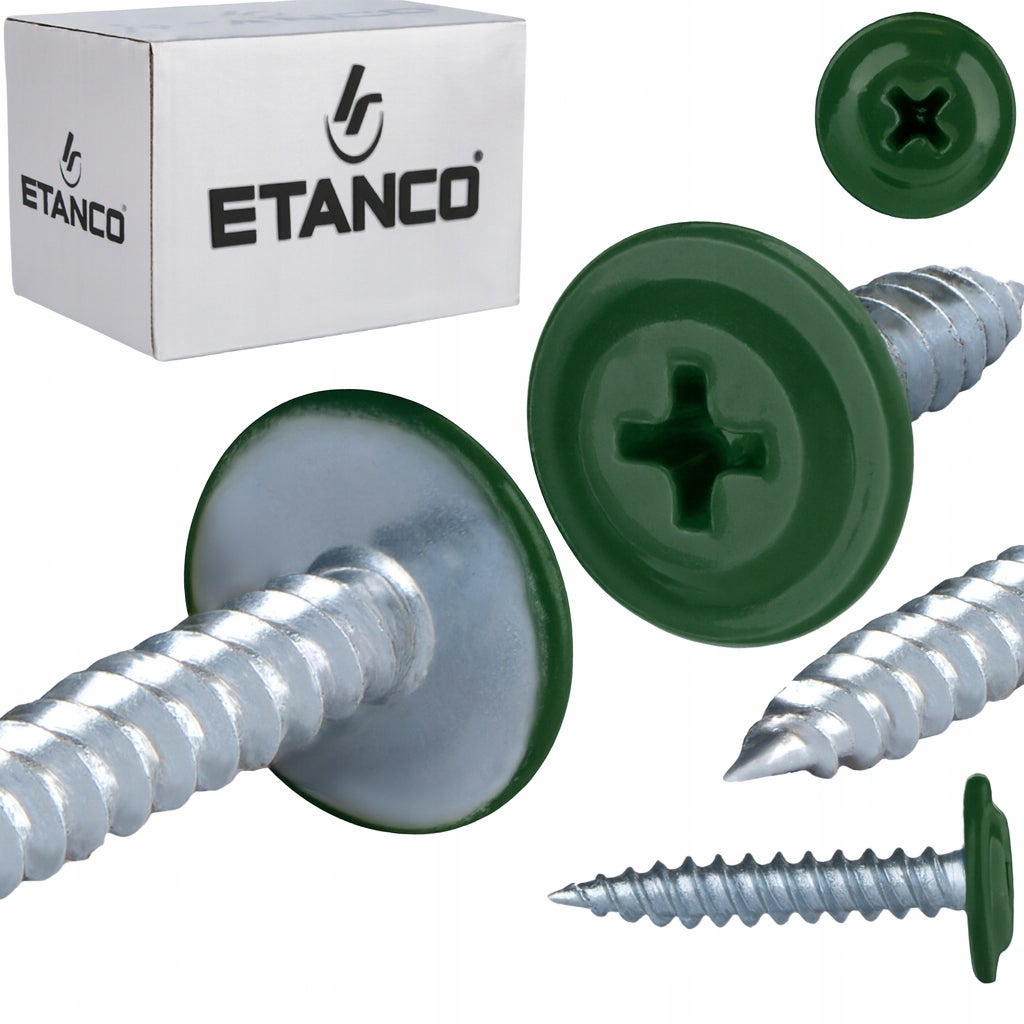 Wkręty podkładkowe Etanco do stali, zszywka 4,2x19mm, RAL6020 GM-S 250szt