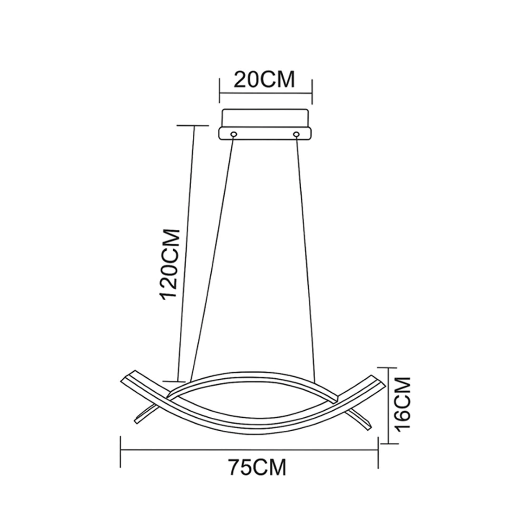 Lampadario LED Moderno a Sospensione 42W Dimmerabile con Telecomando Luce Calda Fredda CCT 3000K-6500K Design Curvo Bianco 3360 Lumen - 8