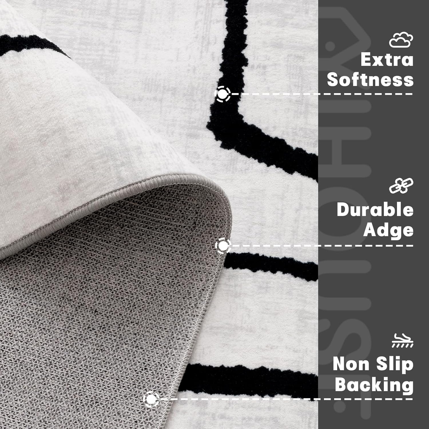 Tapis à motifs géométriques 120*200 cm - tapis lavable pour salon et chambre, grand tapis moderne ultra-fin antidérapant, décoration d'intérieur - 5