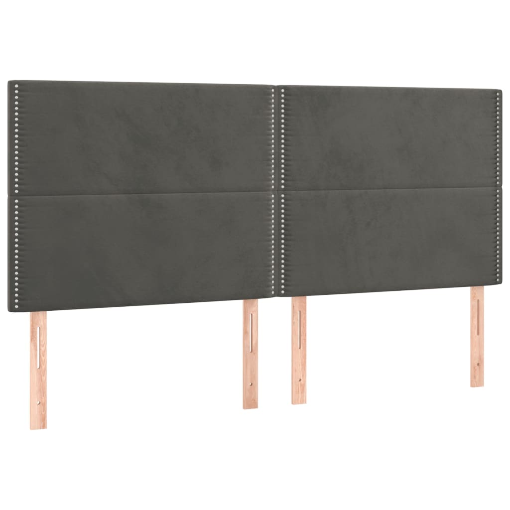 Cadre de lit sans matelas gris foncé 160 x 200 cm en velours - 9
