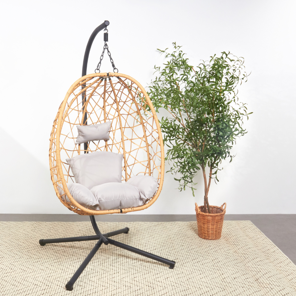 CUZCO Poltrona suspensa com efeito rattan - 3