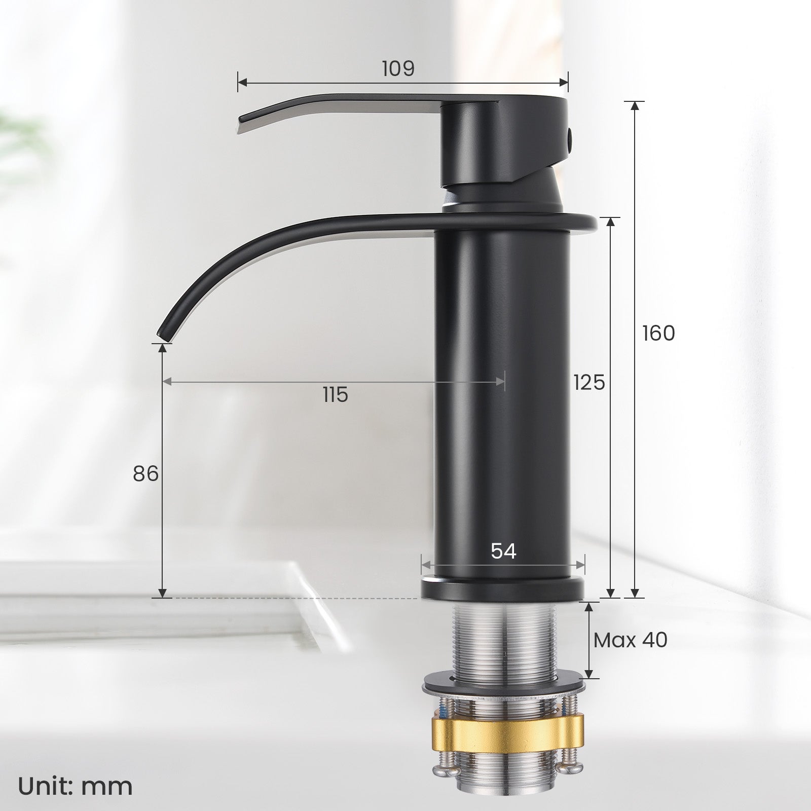 CECIPA MAX Robinet de lavabo en Acier inoxydable Mitigeur de lavabo Noir Mitigeur M Robinet salle de bain en cascade - 7