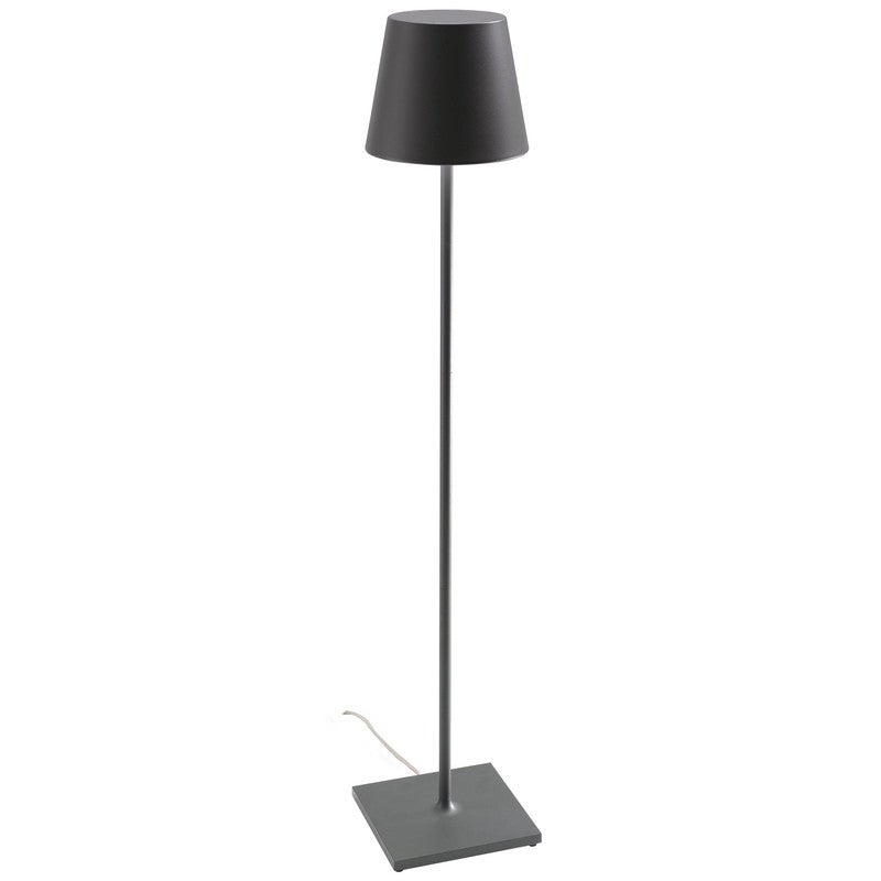 Lampa podłogowa Poldina, ciemnoszara, 230 V, 28 x 150 cm, z wtyczką, nowoczesny design, aluminium