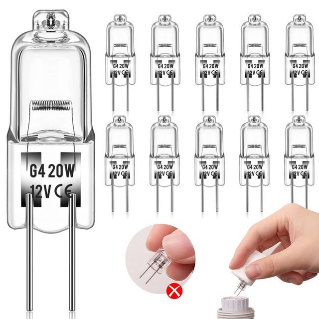 Bombilla halógena G4 (10 piezas) 12 V 20 W Luz regulable Para reemplazar candelabros de cristal, letreros iluminados, luces de cocina
