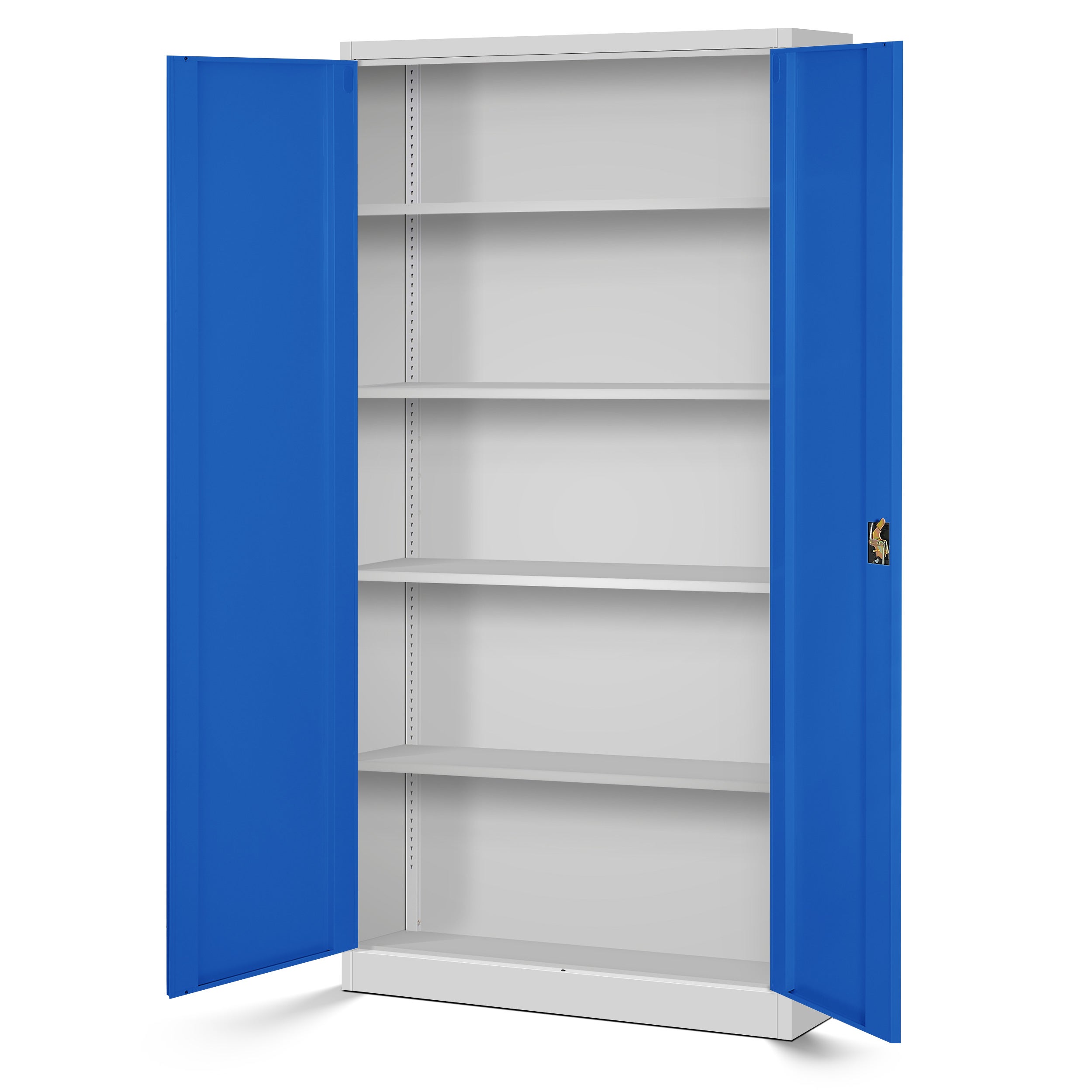 Armoire de Bureau de Rangement Métallique 4 étagères réglables 195 cm x 90 cm x 40 cm Gris-Bleu - 2